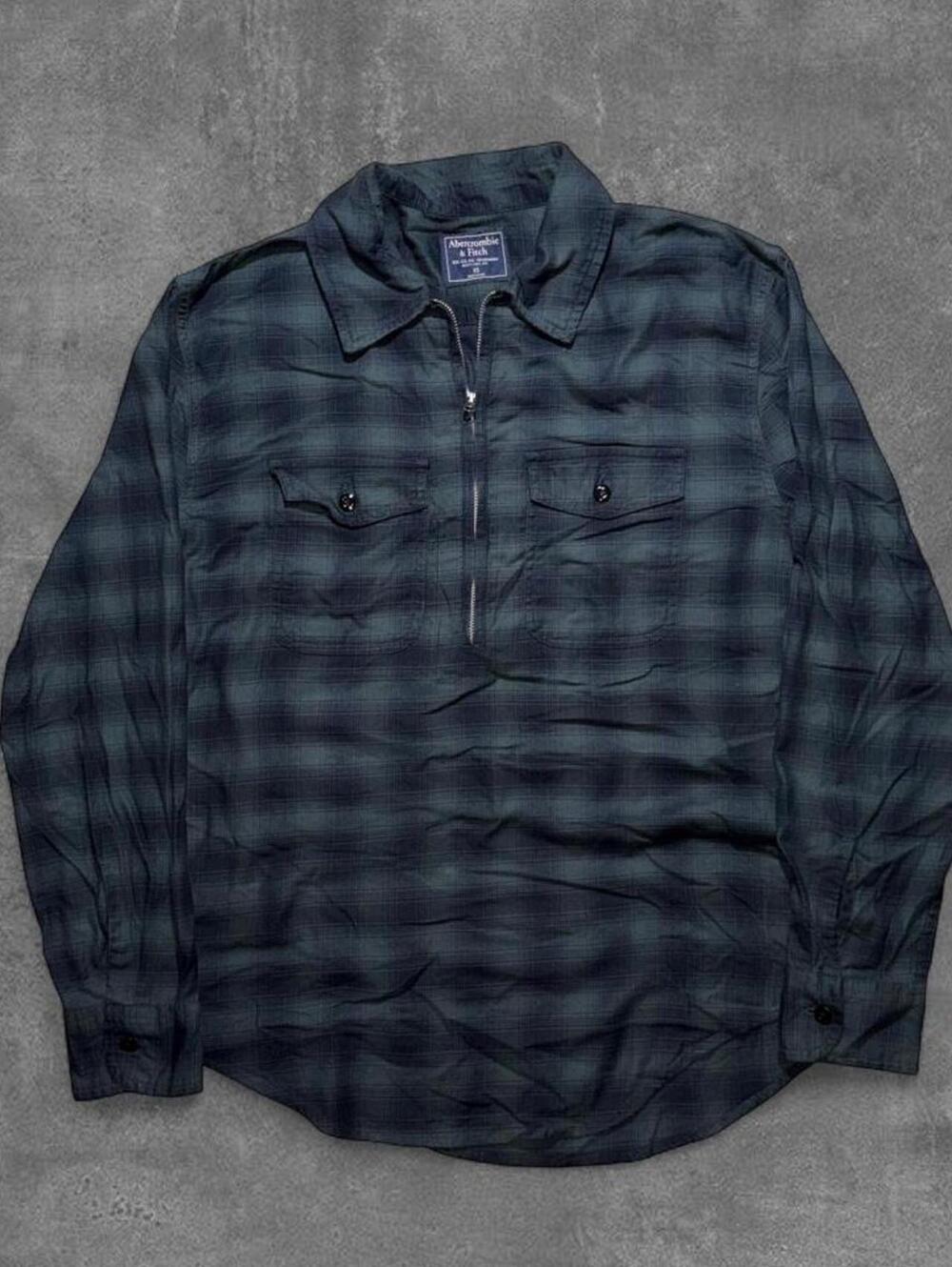 Vintage Y2K Abercrombie & Fitch Plaid Half Zip Shirt Mens XS